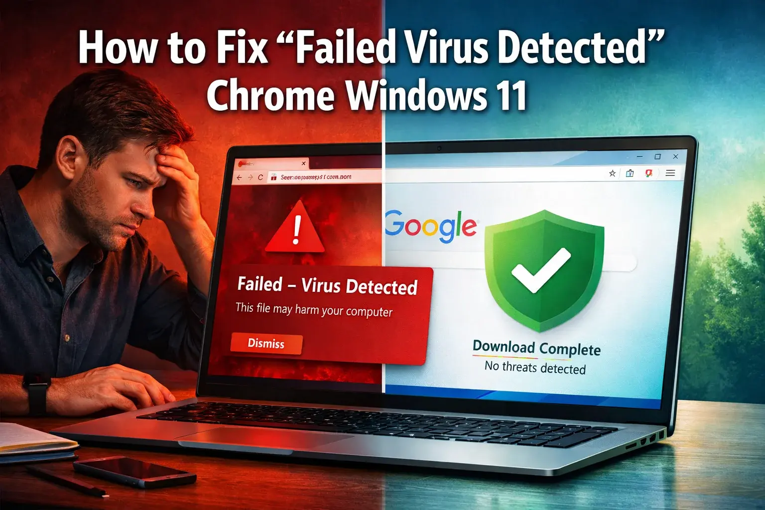 How to fix failed virus detected chrome windows 11
